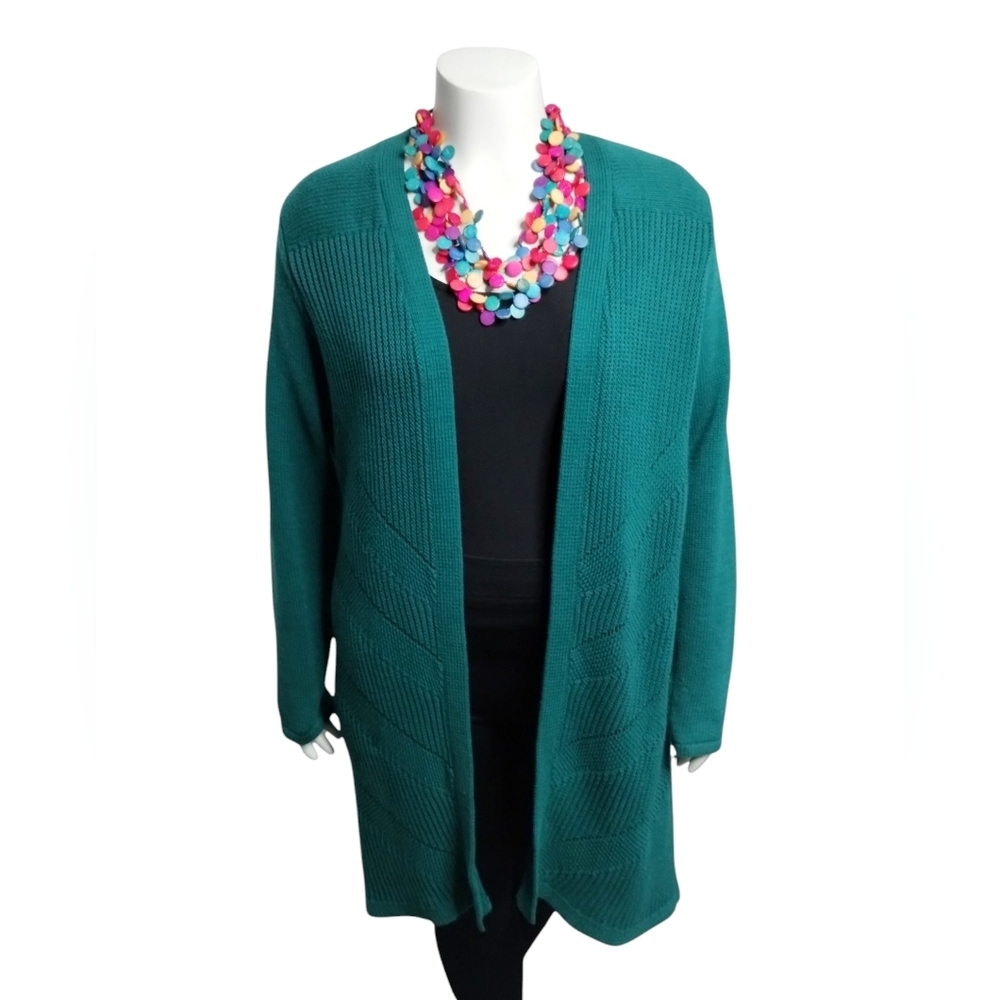 Chicos Womens Size Large‎ Cable Knit Ribbed Office Cardigan Casual Lagenlook
